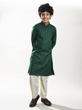 Boys Green kurta with a off white pajama